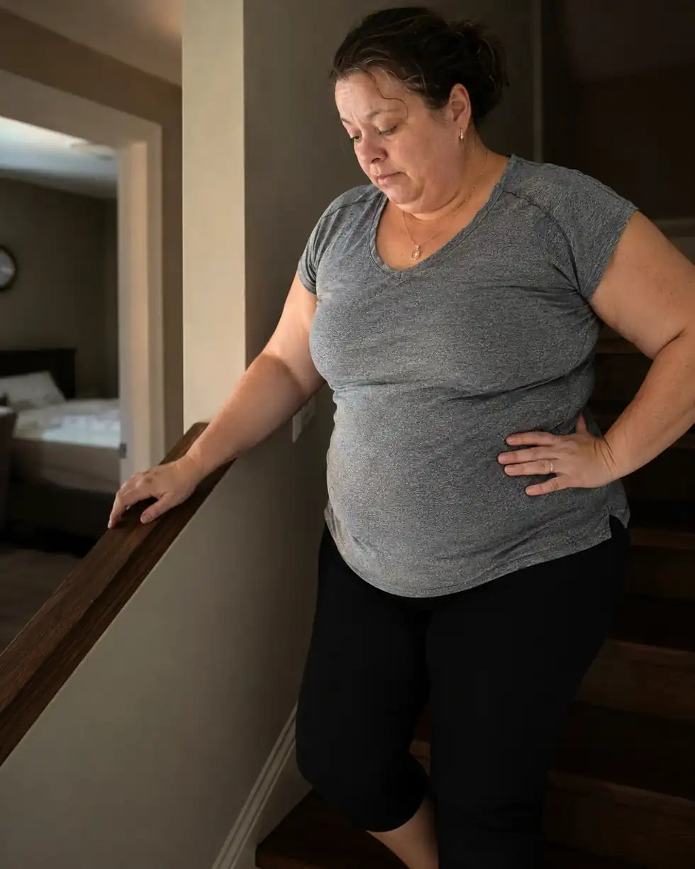Woman noticing body and daily movement changes